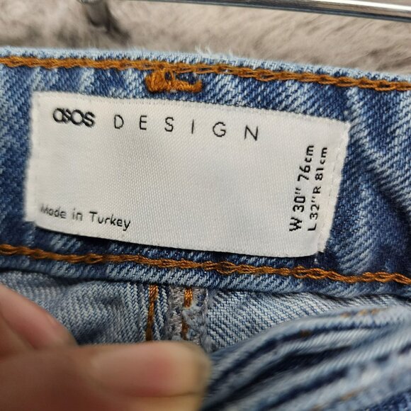 ASOS Jeans Womens 30 Blue 100% Cotton Cropped Frayed Hem Mid Rise - Picture 3 of 11